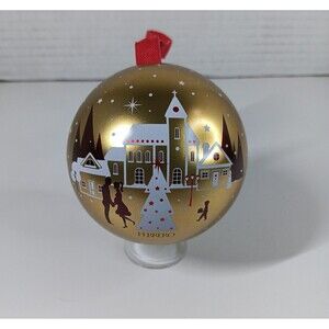 Ferrero Christmas Ornament Round Metal Hollow Candy Container Holiday Refillable